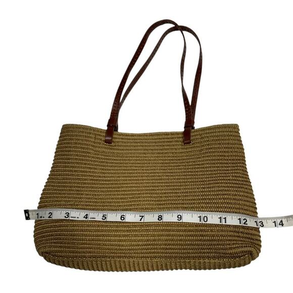 Carmen Raffia Basket Bag Tight weave Leather Straps - Picture 6 of 12